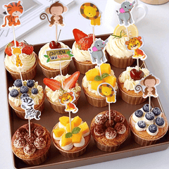 24pcs Wild Animal Cupcake Toppers for Party Decorations