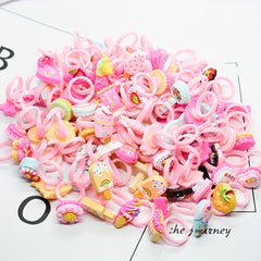 100pcs Kids Cartoon Rings Pink Resin Rings Adjustable Hand Decoration Gift