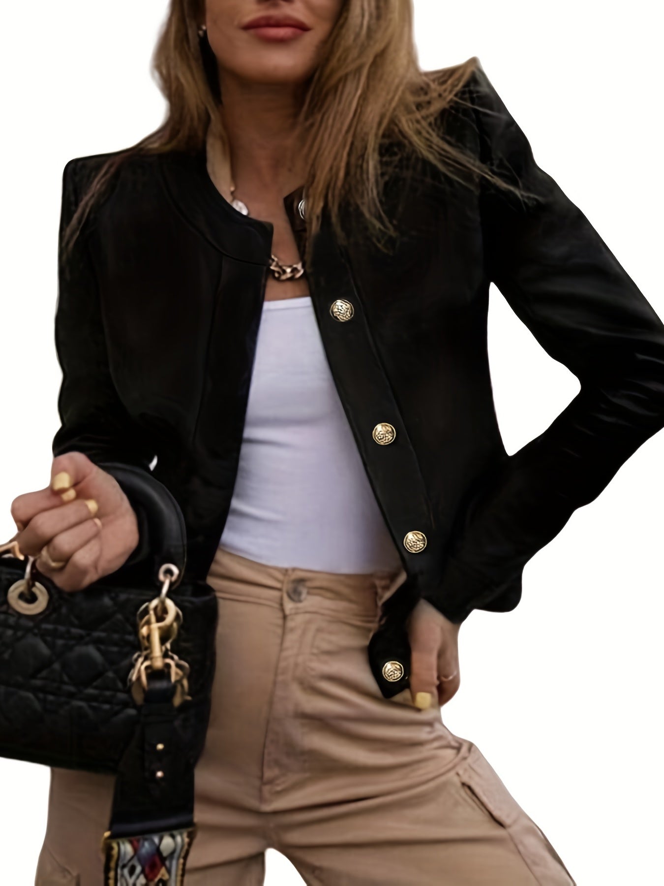 Casual Single Breasted Blazer Solid Long Sleeve Outerwear
