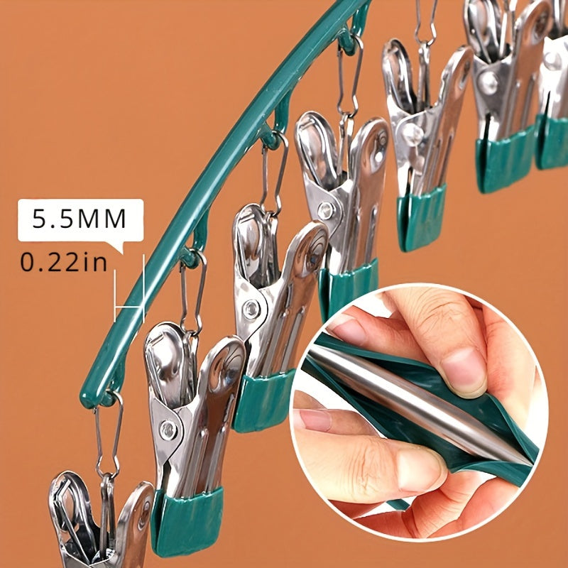 1pc 10 Clips Stainless Steel Sock Drying Rack