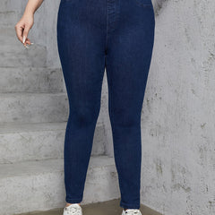 Solid High Rise Stretch Skinny Jeans