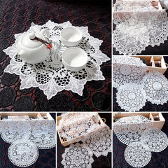 Round Lace Embroidery Tablecloth Cup Pad Heat Insulation Fabric Decoration