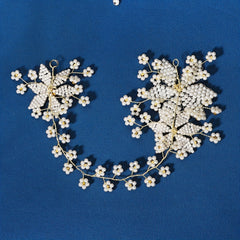 Bridal Headband Rhinestone Faux Pearl Beaded Headband Floral Head Accessories