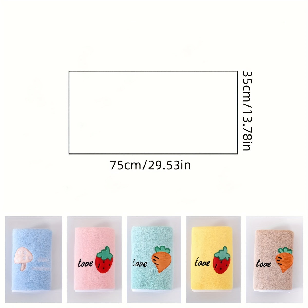 Fruit & Veg Pattern Hand Towel Soft Coral Fleece Absorbent Towel Home Bathroom