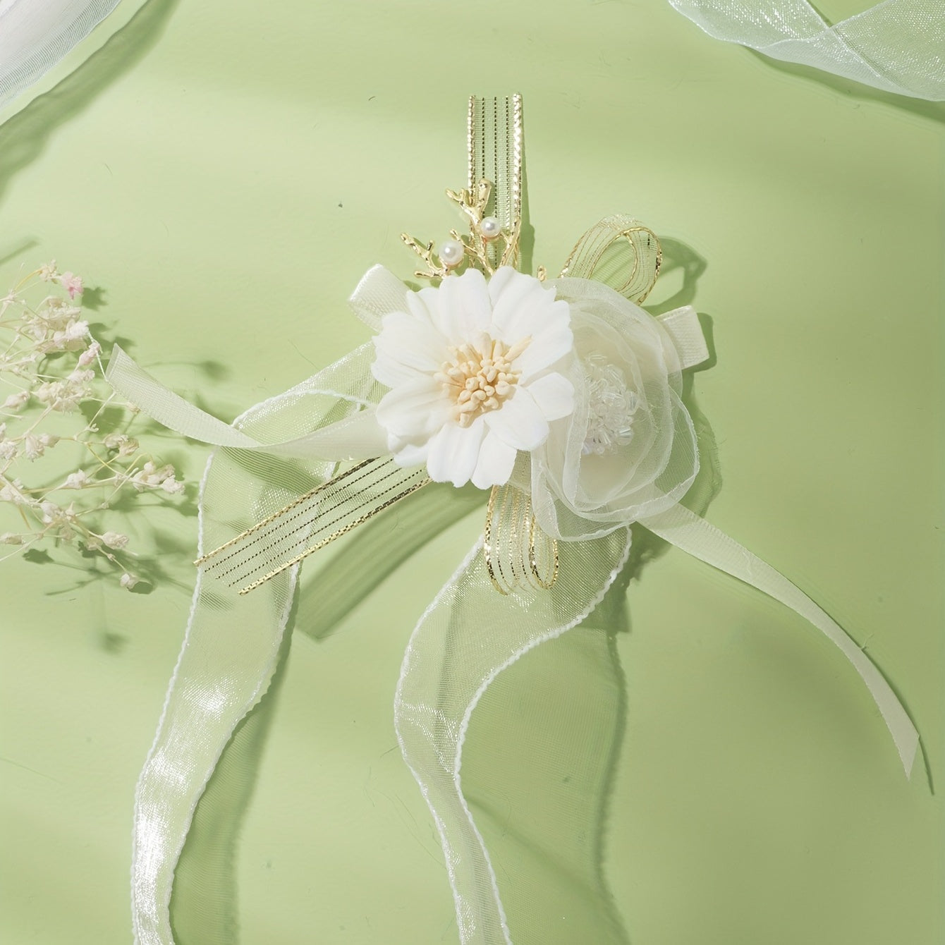 Faux Pearl Twig Bandage Wrist Flower For Party Wedding Accessories