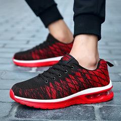 Men's Breathable Knit Sneakers Lace Up Air Cushion Walking Shoes
