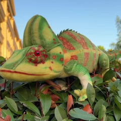 Realistic Chameleon Plush Toy Green & Orange Lizard Stuffed Animal