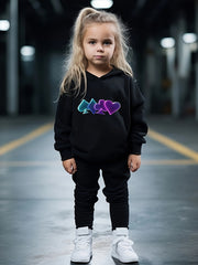 Girls 2pc Cartoon Hooded Sweatshirt & Sweatpants Set Kids Clothes For Girls