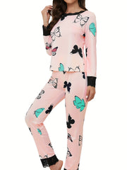 Butterfly Print Lounge Set Women's Loungewear