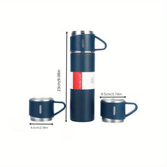 500ml Stainless Steel Insulated Tea Cup with 2 Lids for Outdoor Travel