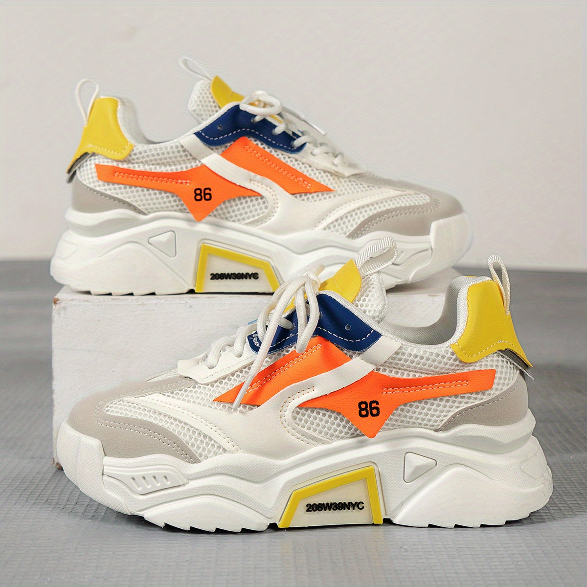 Women's Mesh Chunky Sneakers Lace Up Platform Shoes