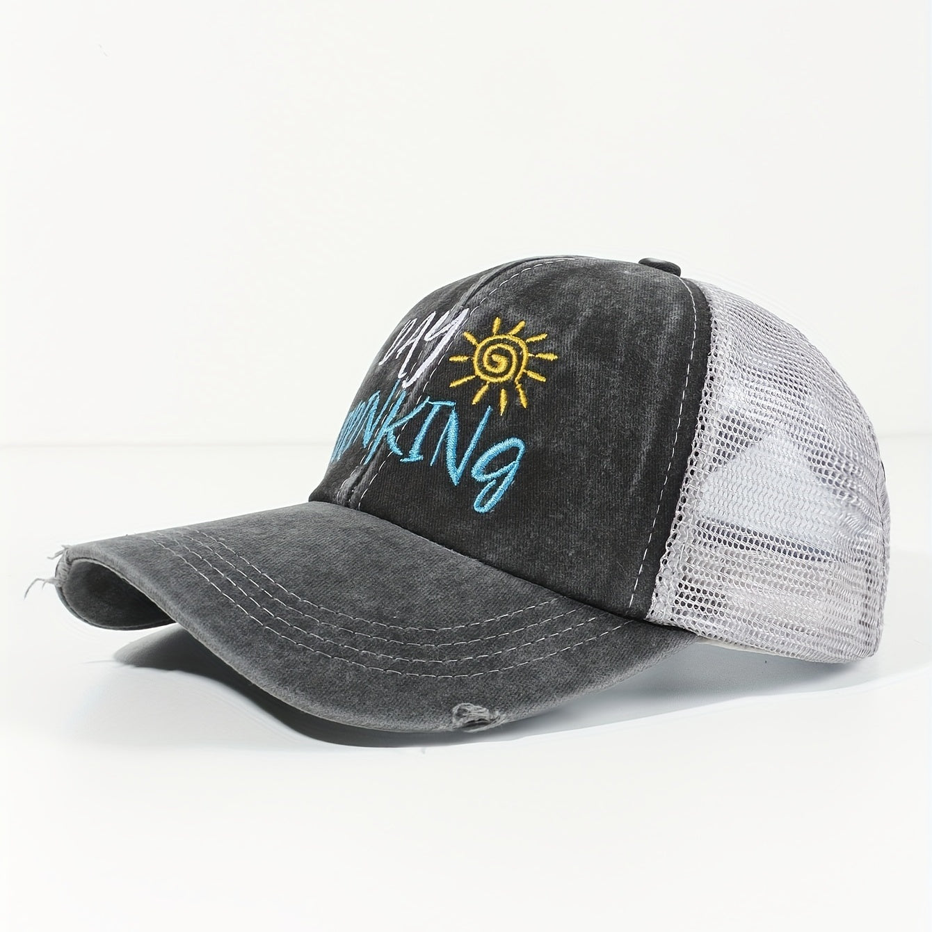 Distressed Ponytail Baseball Cap for Women