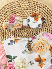 Baby's Floral Print Ruffle Trim Jumpsuit Infant Romper