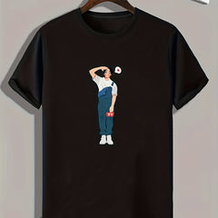 Handsome Boy Print Men's Graphic T shirt Casual Comfy Tees