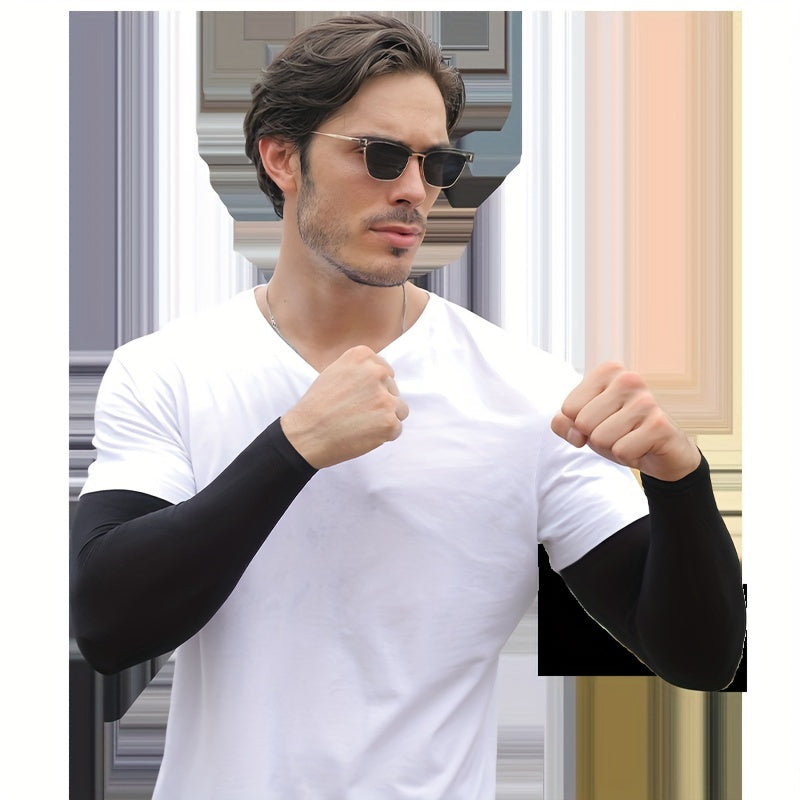 UV Protection Arm Sleeves for Men - Summer Sunscreen Ice Silk Sleeves