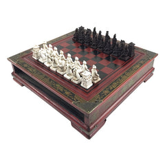 Antique Terracotta Army Chess Set Wooden Table Chess 26IN