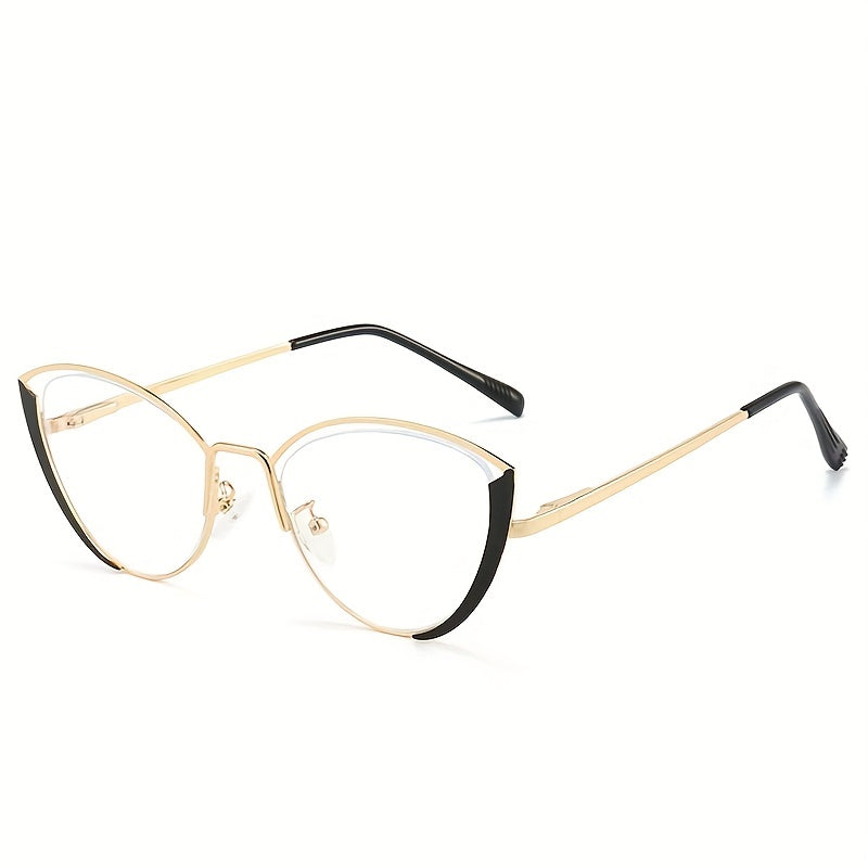 Cat Eye Clear Lens Metal Frame Glasses