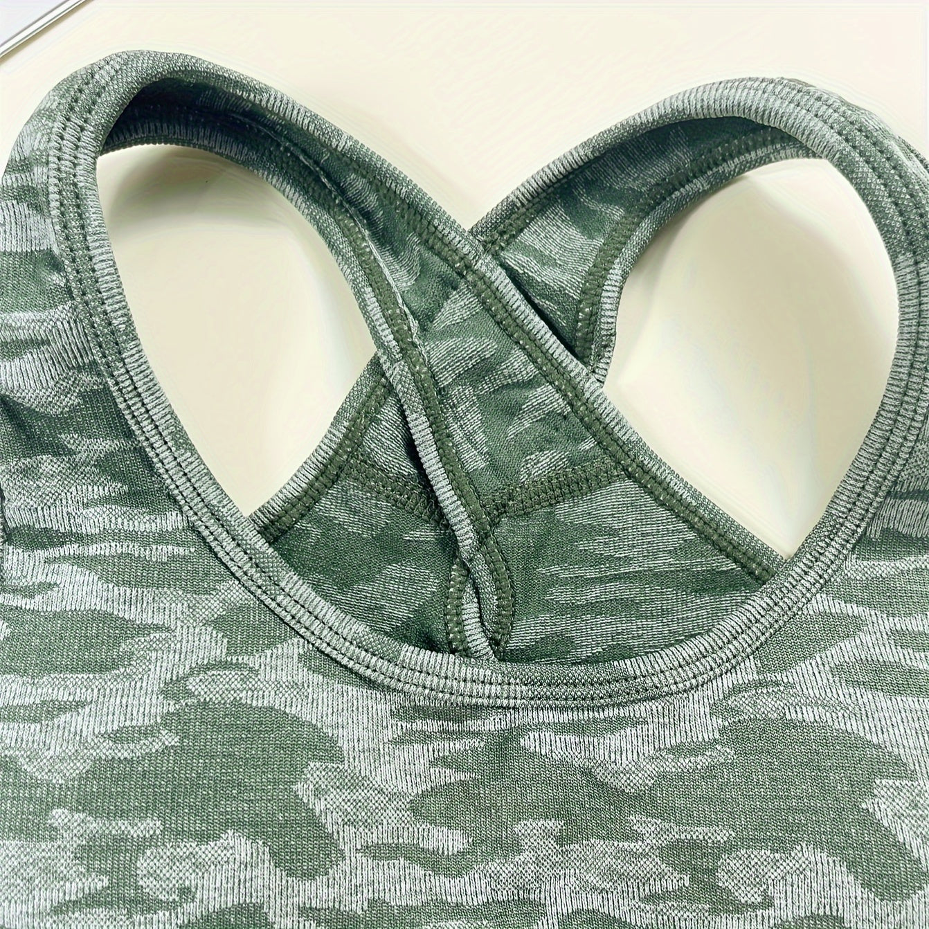 Girls Camo Seamless Sports Bra Cross Back Strap