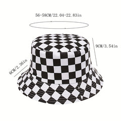 Plaid Double-sided Bucket Hat for Men Women Outdoor Sunshade