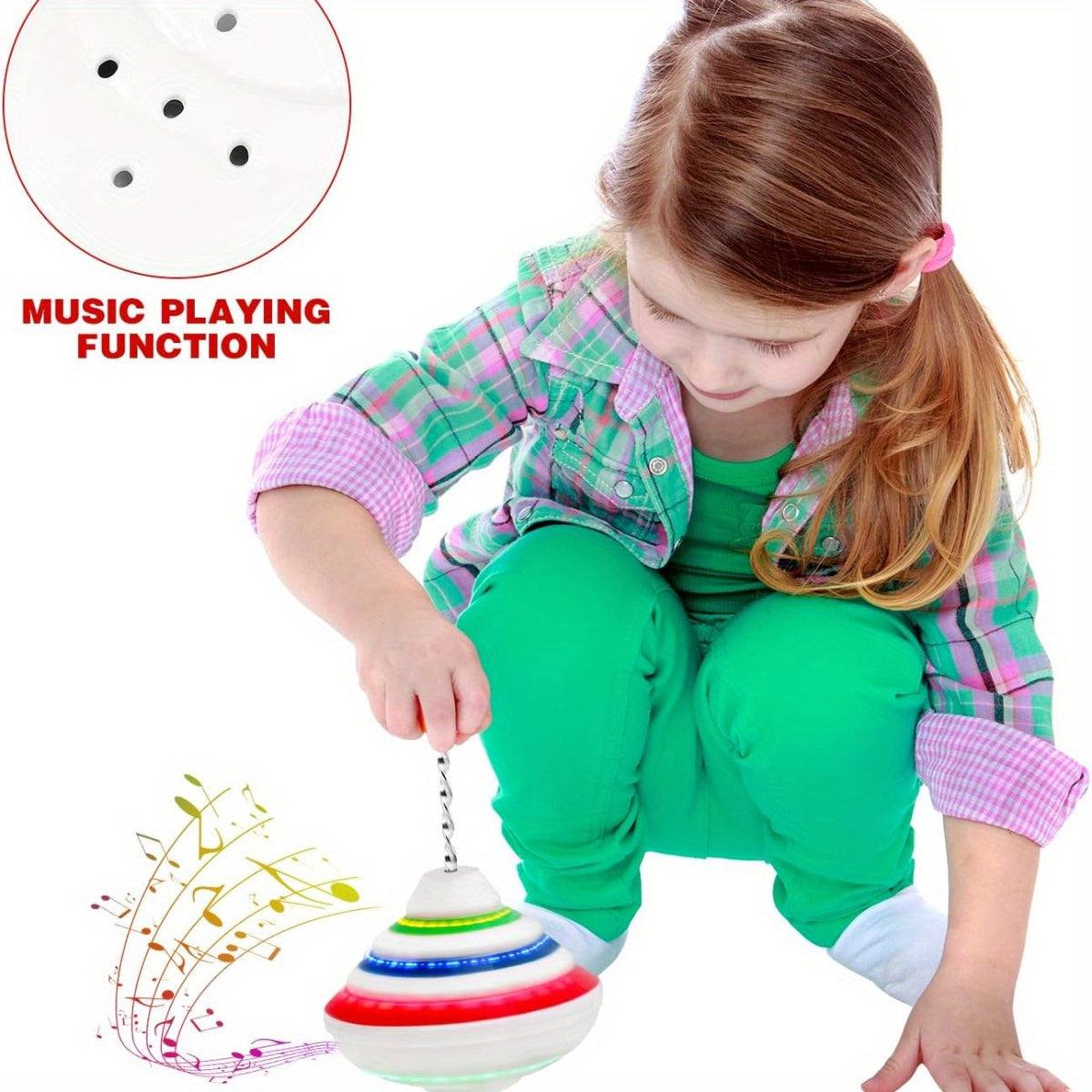 LED Music Spinning Top Toy Colorful Stripes & Lights