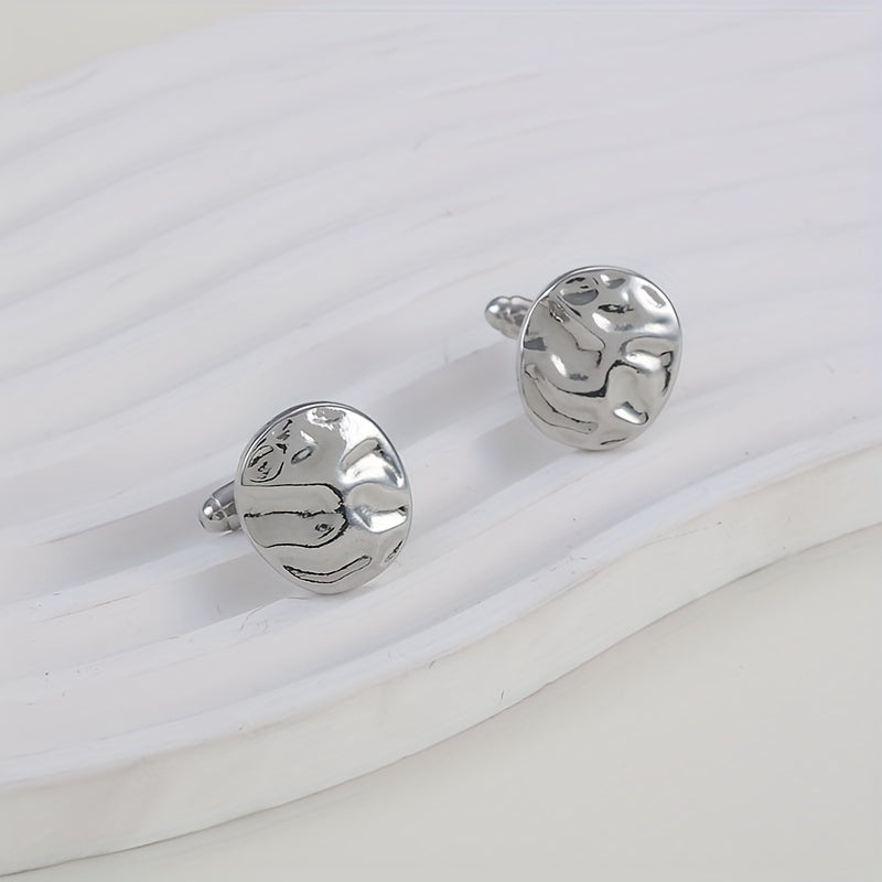 Men's Water Ripple Round Cufflinks Shirt Accessories