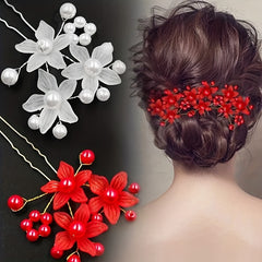 Faux Pearl Hairpin U-shaped Hair Clip Bridal Head Jewelry