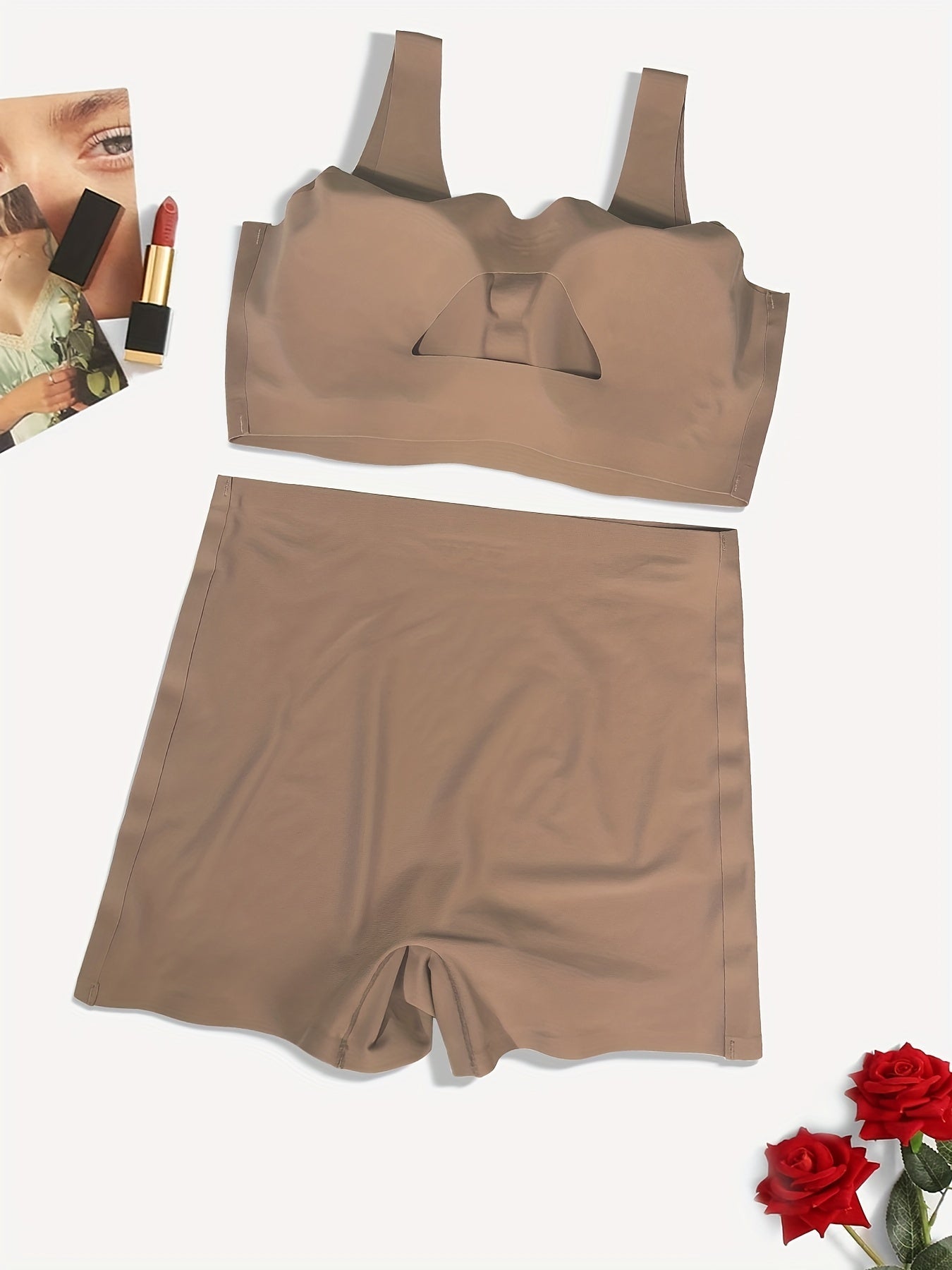 Solid Bra & Panties Set Women's Lingerie