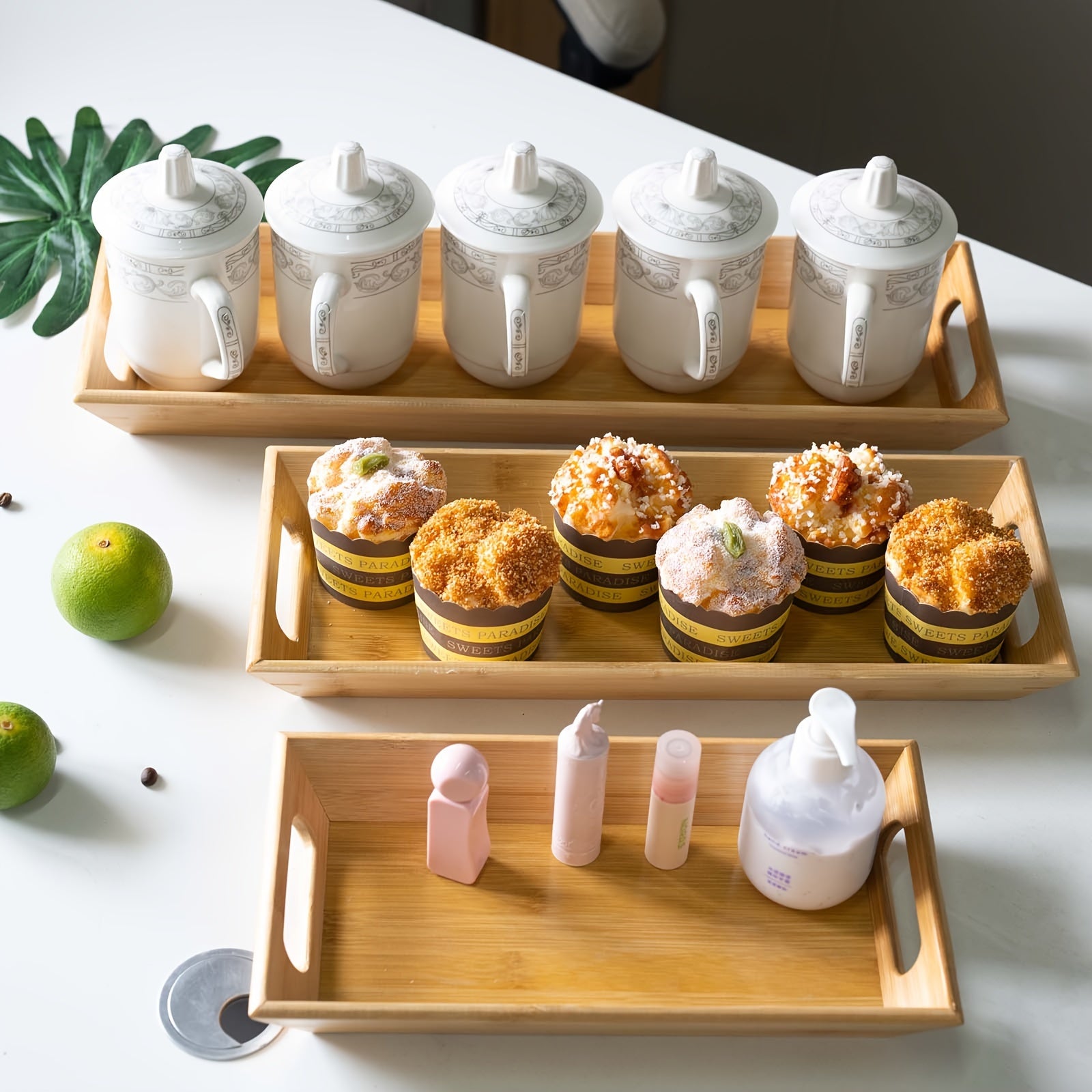 Bamboo Serving Tray Decorative Storage Tray