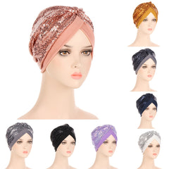 Sequin Bandana Hat Turban Cap Hair Bonnet Head Scarf For Women