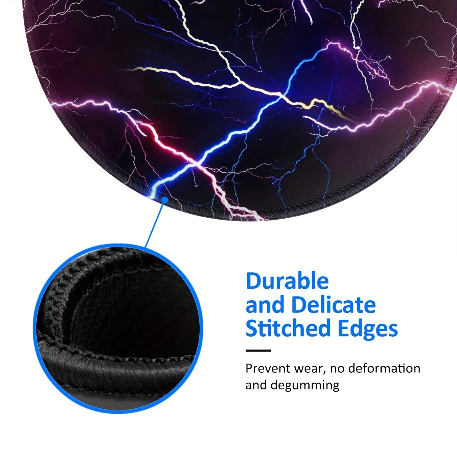 Lightning Pattern Mouse Pad 20x20cm for Gaming Computer Work Non-Slip Edge
