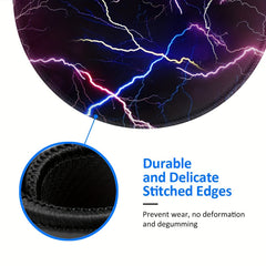 Lightning Pattern Mouse Pad 20x20cm for Gaming Computer Work Non-Slip Edge