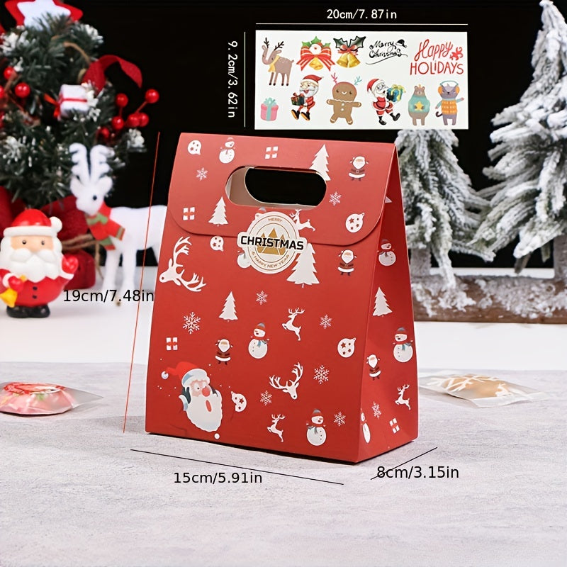 10pcs Christmas Paper Bags for Cookie Biscuit Packaging