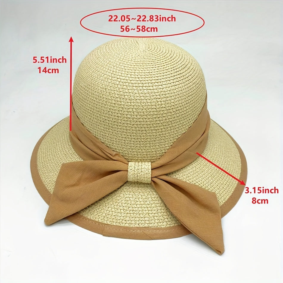 Foldable Bucket Hat for Women Sun Protection Straw Travel Beach Hats