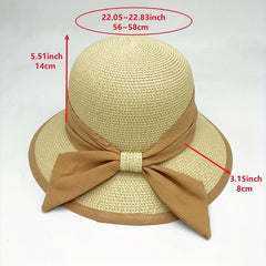 Foldable Bucket Hat for Women Sun Protection Straw Travel Beach Hats