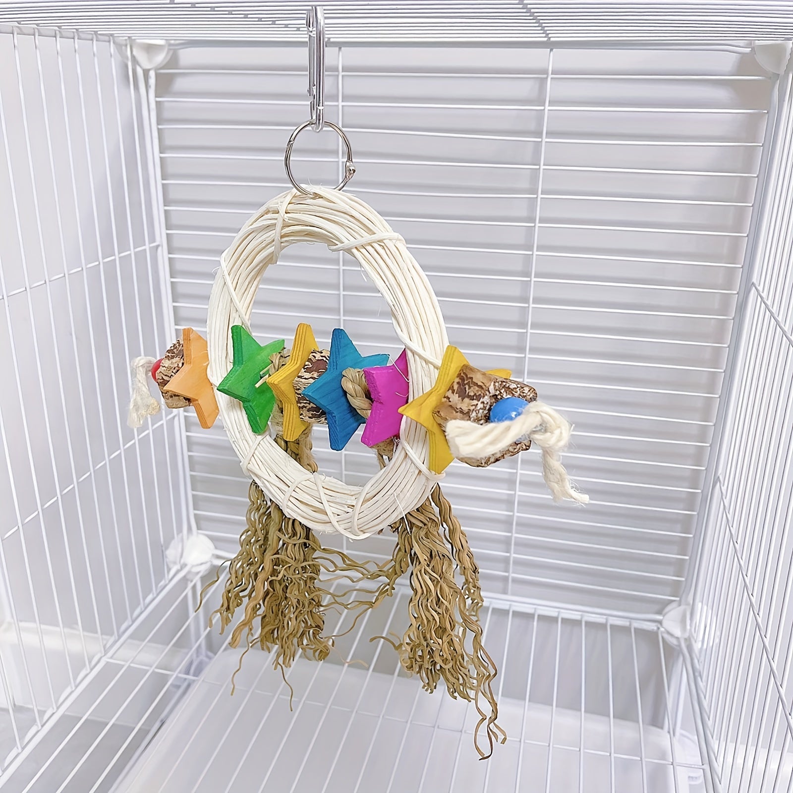 Colorful 5 Point Star Cage Bird Swing for Chewing Climbing Foraging