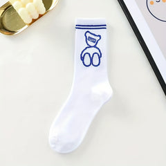 Men's Cartoon Love Heart Bear Crew Socks Breathable Comfy Casual Unisex Socks