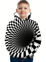 Checkerboard Pattern Kid's Hoodie for Spring Fall
