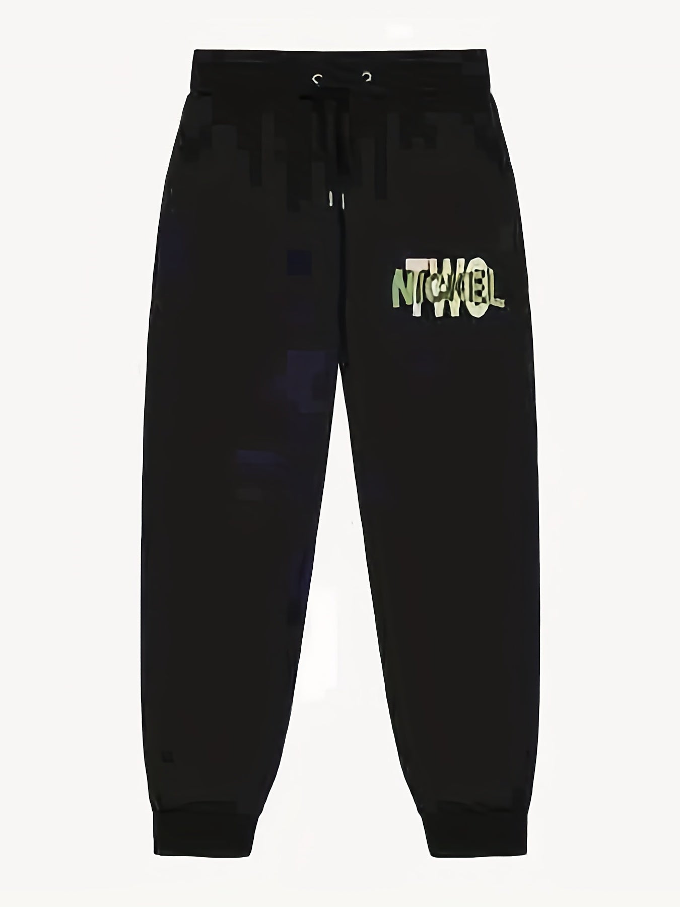 NICKEL Pattern Print Men's Pants Drawstring Comfy Active Stretch Trousers