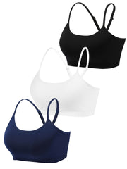 3pcs Criss Cross Back Cami Tops Slim Sports Crop Top Women's Lingerie