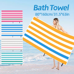 2pcs Striped Pattern Beach Towel Quick Drying Soft Absorbent Beach Towel