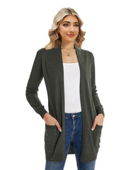 Solid Color Long Sleeve Cardigan for Women