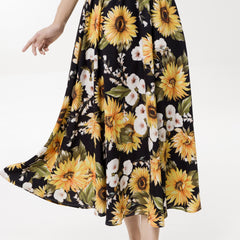 Floral Print High Waist Midi Skirt for Women