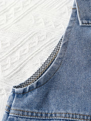 Girls Denim Overalls Rompers Button Loose Fit Jumpsuit