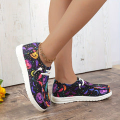 Halloween Scary Pumpkin Ghost Pattern Slip On Sneakers