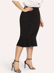 Solid High Rise Slim Fit Mermaid Skirt