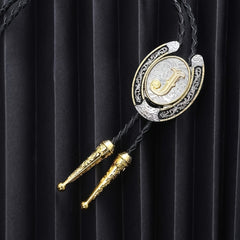 Round Natural J Bolo Tie Western Cowboy Shirt Accessory
