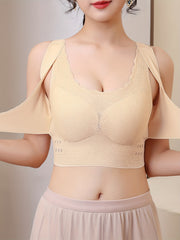 Lace Wire-Free Bra Front Buckle Cross Back Lingerie