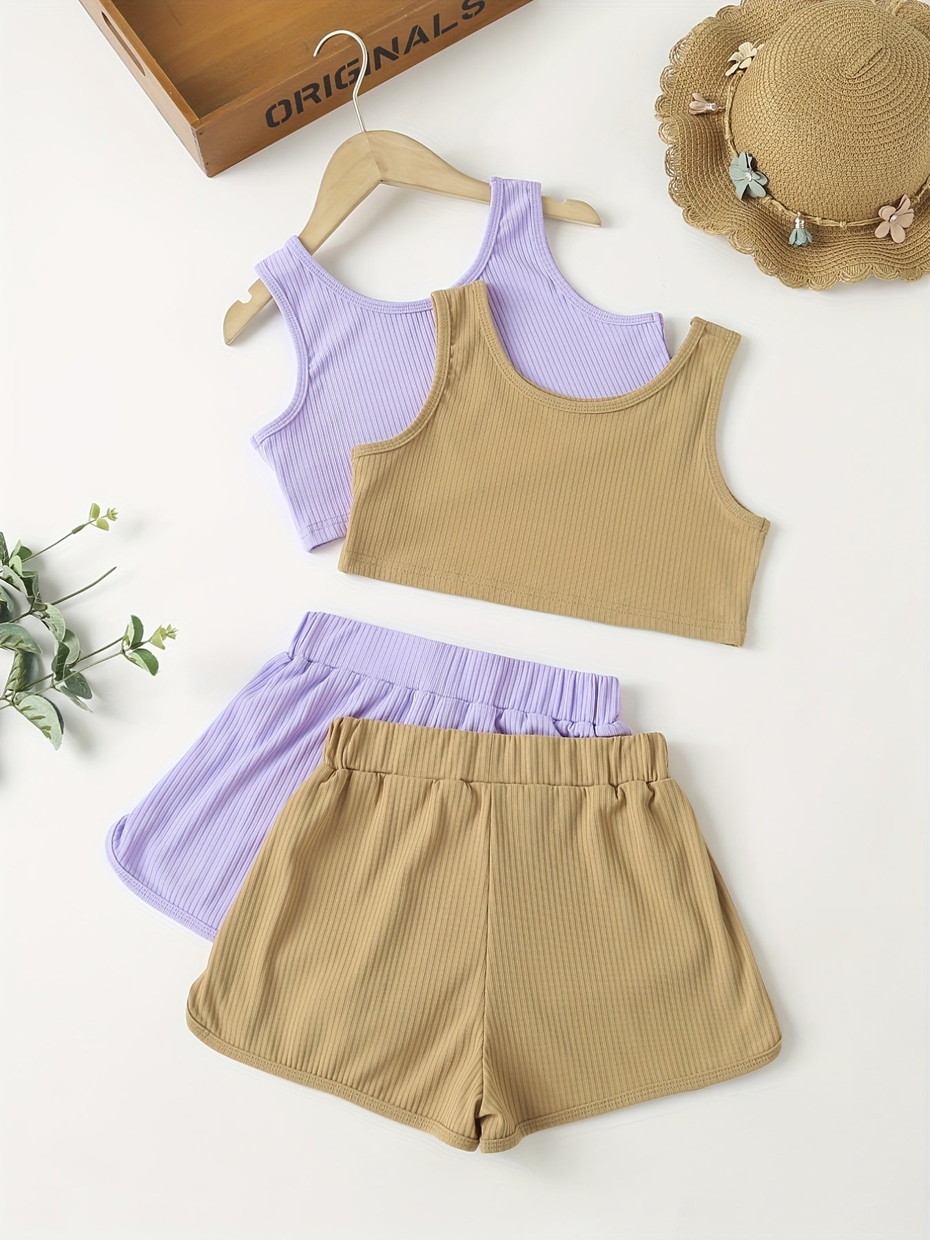 Girls Casual Sports Tank Top And Shorts Set