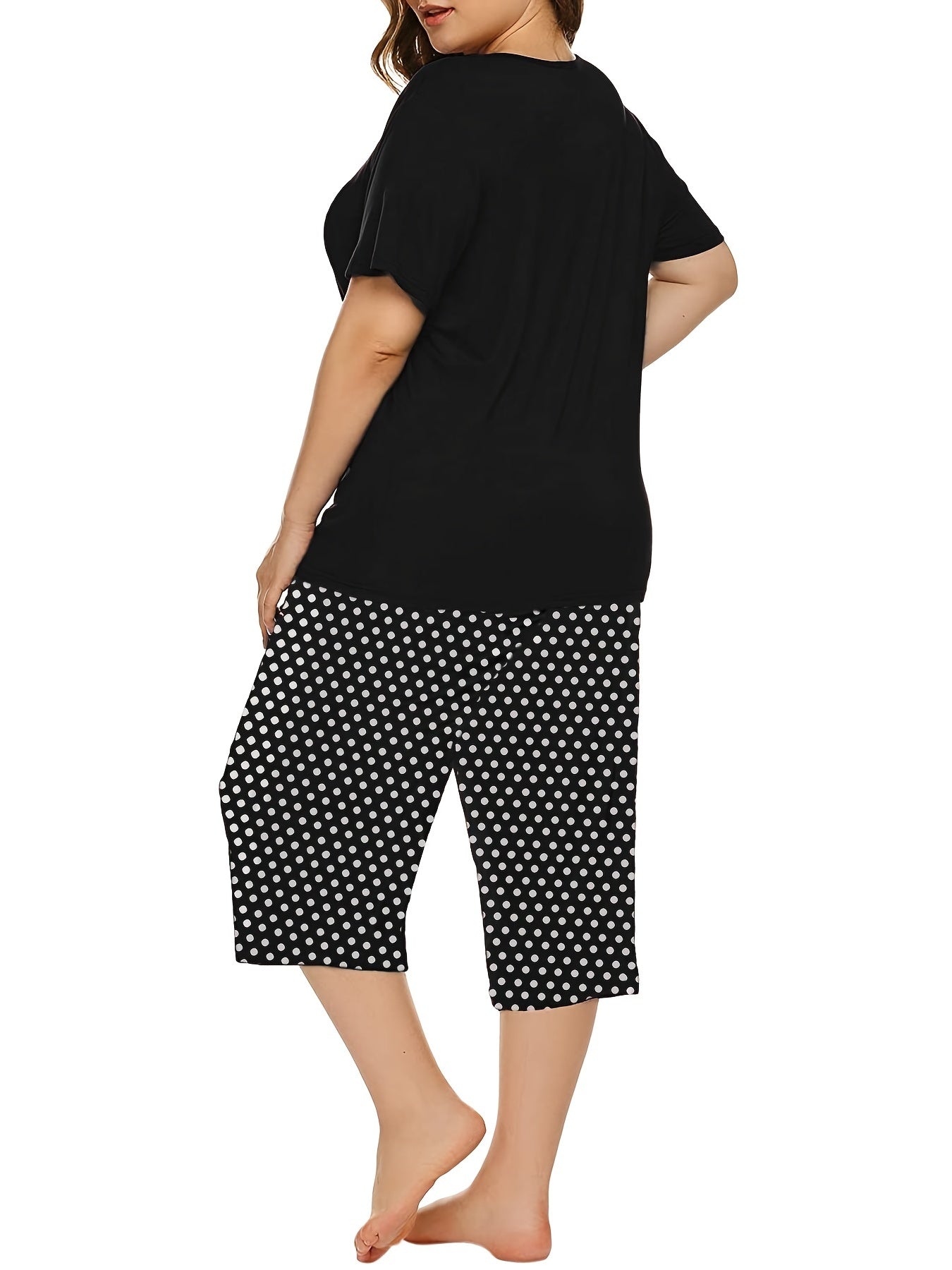 Kitten Print Pajamas Set Soft Short Sleeve T shirt & Shorts 2pcs Set