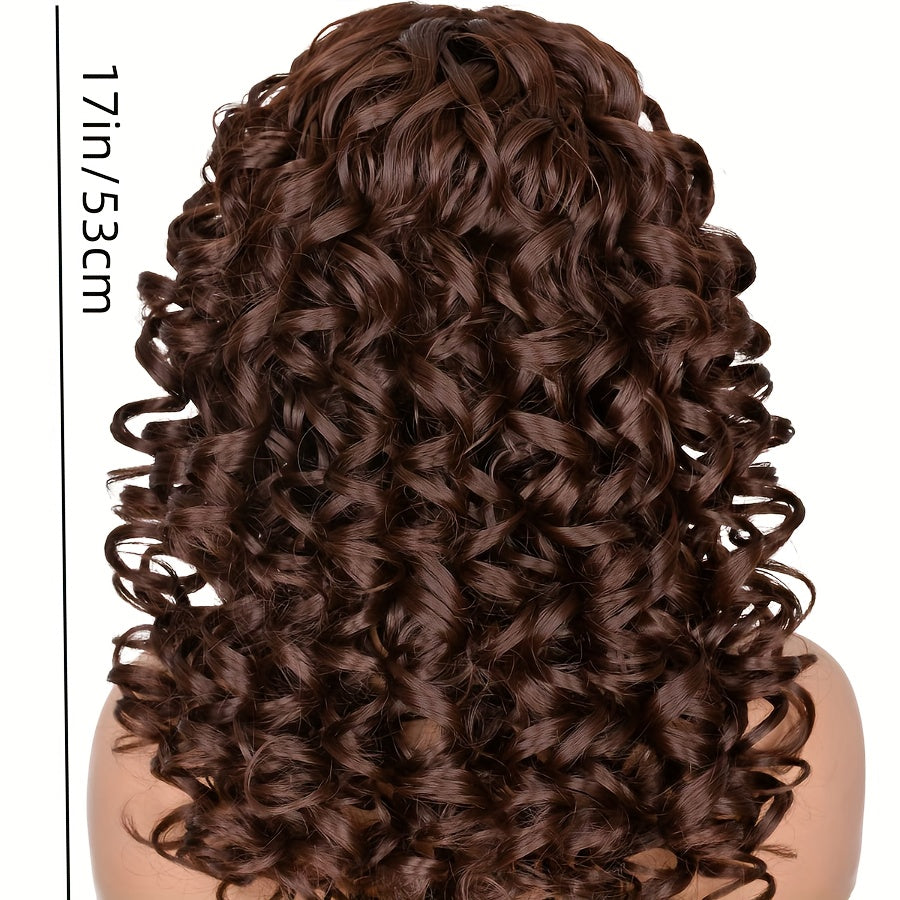 Long Curly Afro Wig With Bangs Big Loose Kinky Curly Hair Synthetic Wig